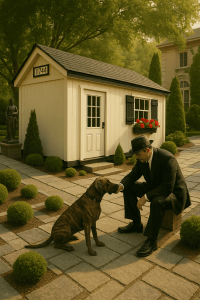 The Shedfather custom shed showroom with wooden buildings